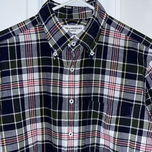 Spier & Mackay Madras Cotton LS Check Men's‎ 15 1/2 Tartan Plaid Shirt M Slim
